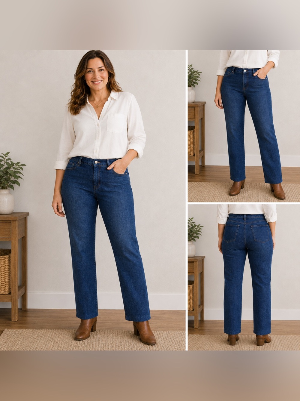 LL Bean Jeans Womens 16 short Blue Straight Leg Classic Fit Stretchy Casual